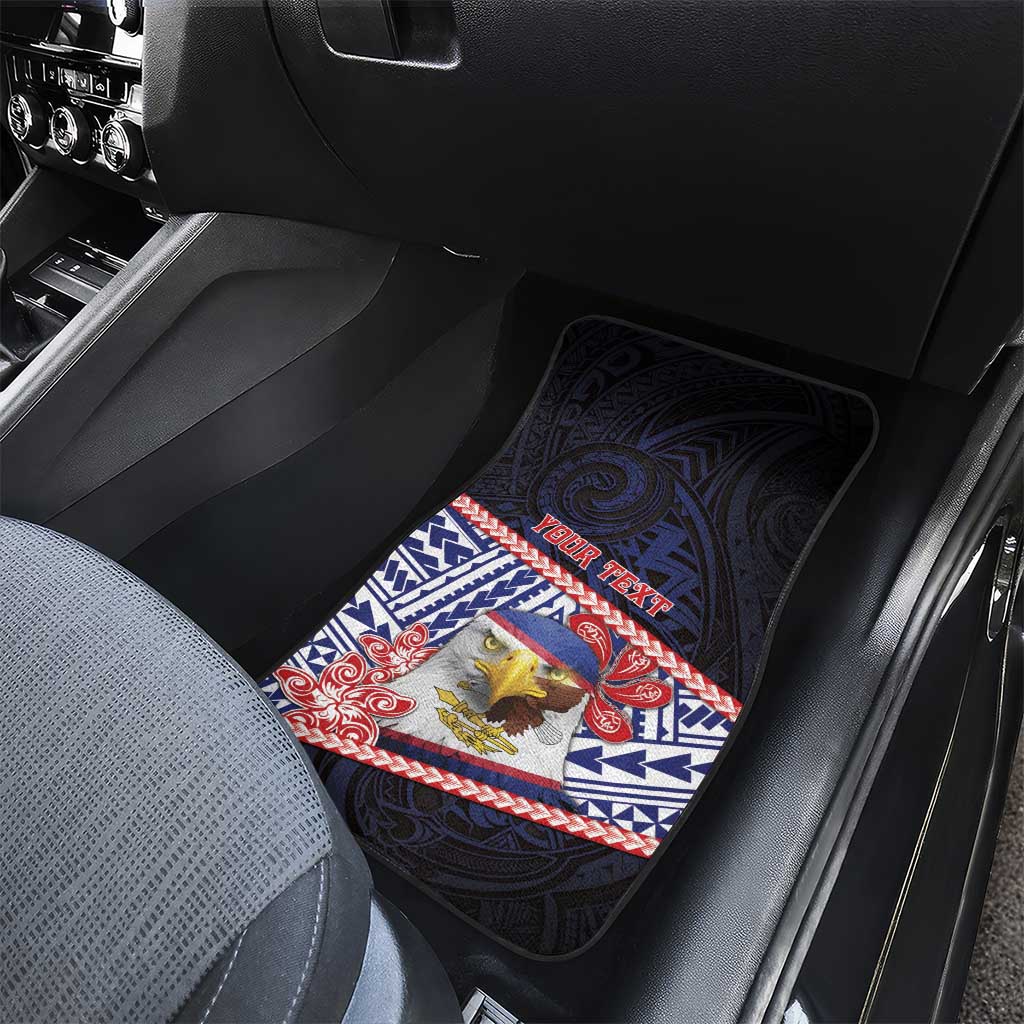 American Samoa Car Mats Bald Eagle With Polynesian Pattern - Polynesian Pride