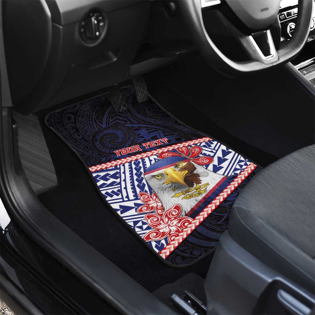 American Samoa Car Mats Bald Eagle With Polynesian Pattern - Polynesian Pride