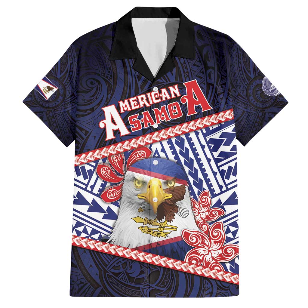Personalized American Samoa Family Matching Short Sleeve Bodycon Dress and Hawaiian Shirt Bald Eagle With Polynesian Pattern - Polynesian Pride