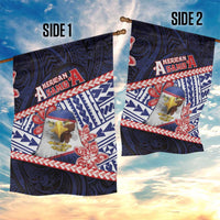 American Samoa Garden Flag Bald Eagle With Polynesian Pattern - Polynesian Pride