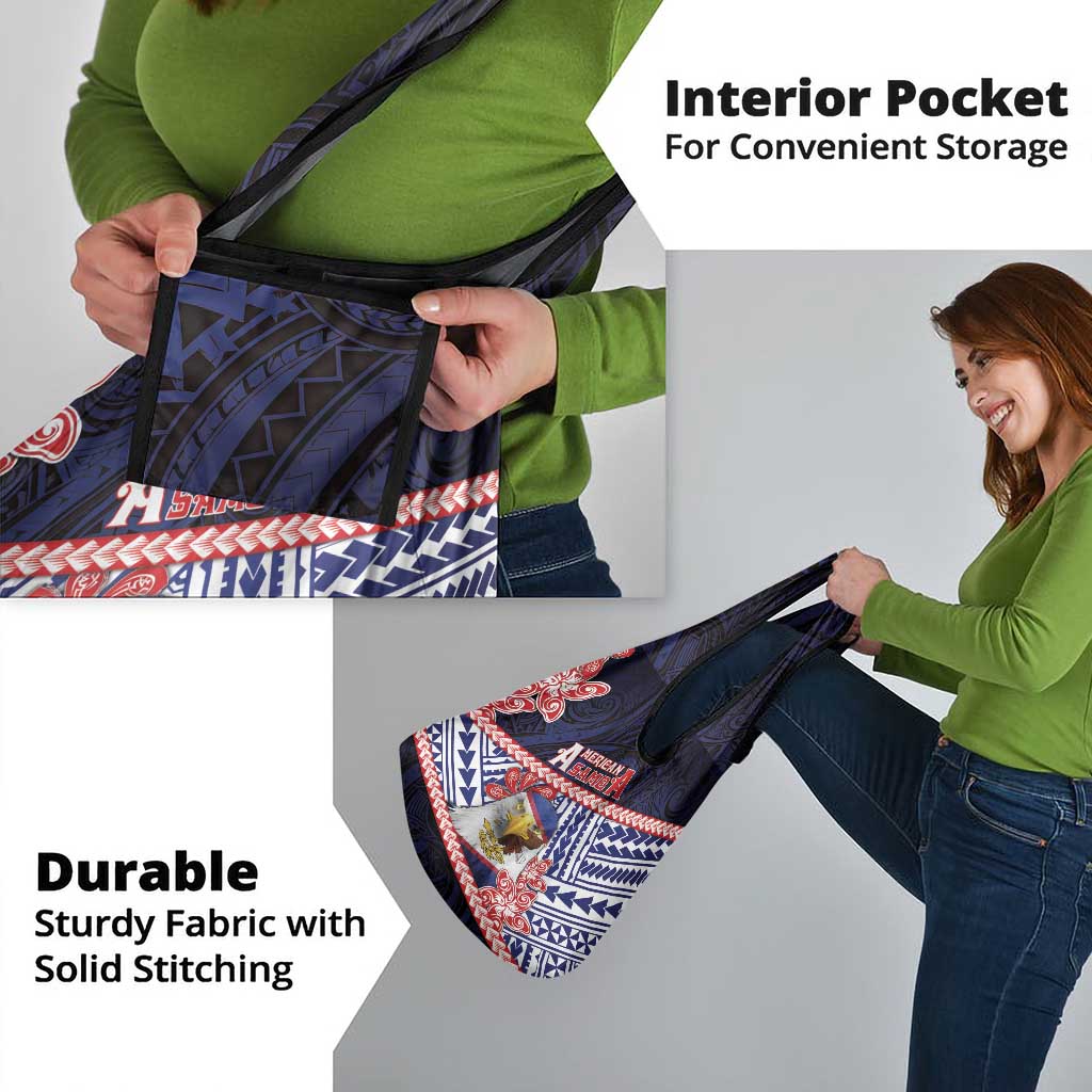 American Samoa Grocery Bag Bald Eagle With Polynesian Pattern - Polynesian Pride