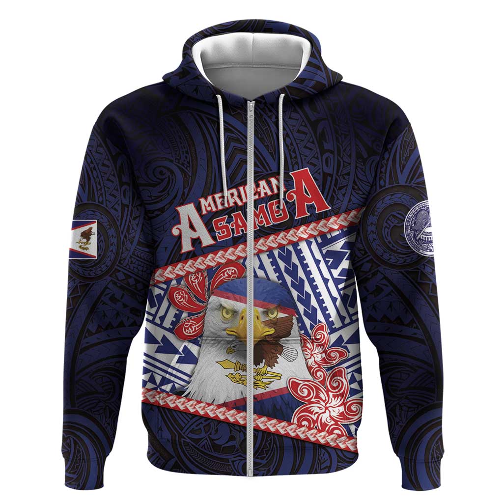 Personalized American Samoa Hoodie Bald Eagle With Polynesian Pattern - Polynesian Pride