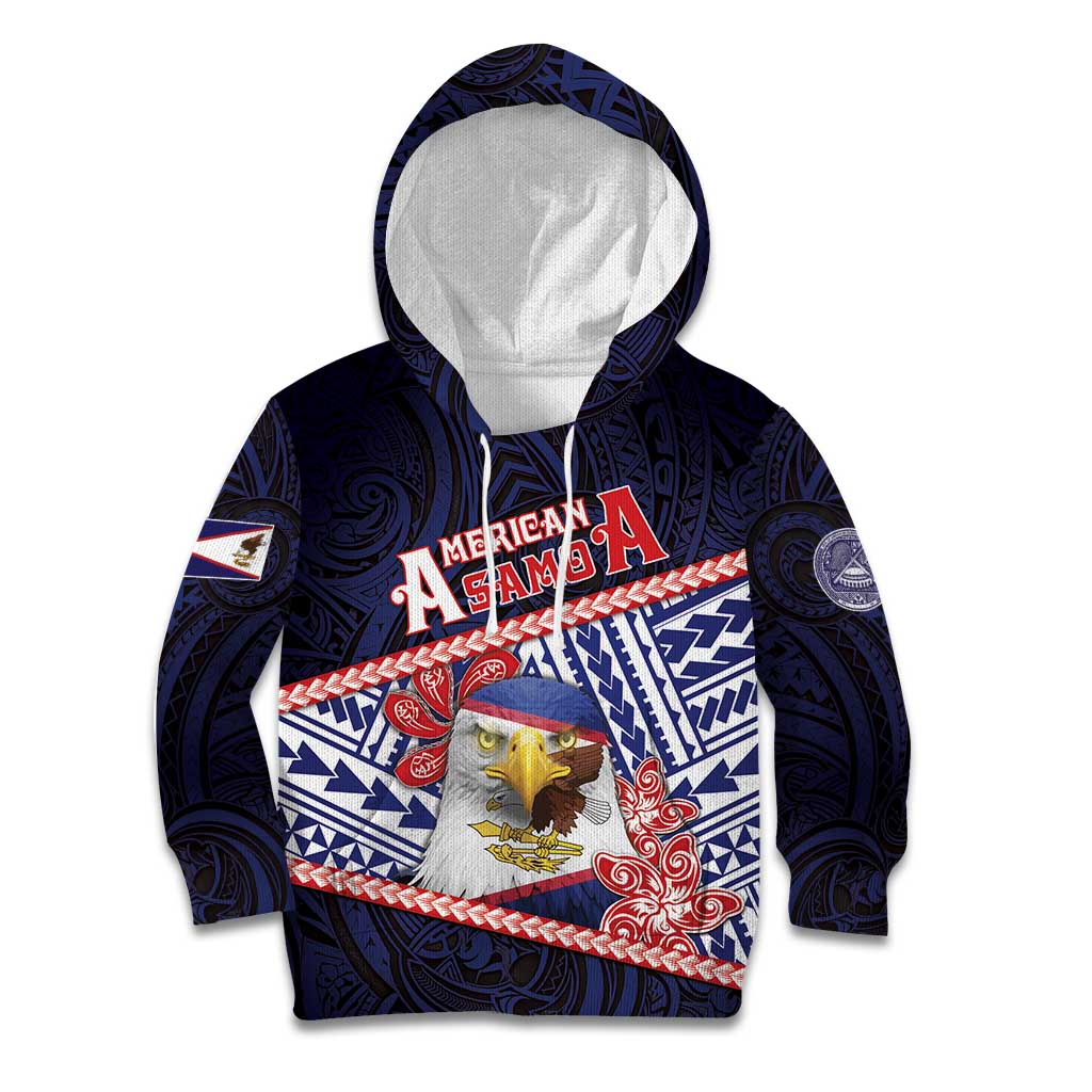 Personalized American Samoa Kid Hoodie Bald Eagle With Polynesian Pattern - Polynesian Pride