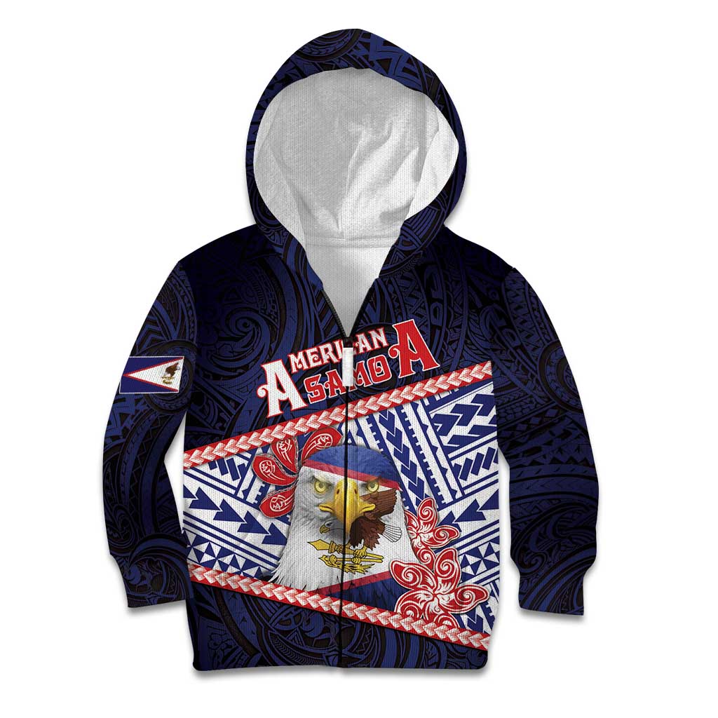 Personalized American Samoa Kid Hoodie Bald Eagle With Polynesian Pattern - Polynesian Pride