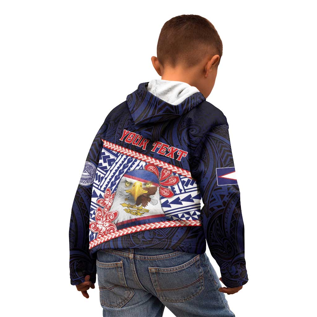 Personalized American Samoa Kid Hoodie Bald Eagle With Polynesian Pattern - Polynesian Pride