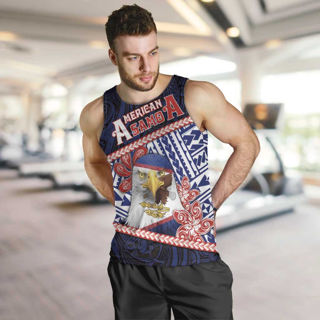 Personalized American Samoa Men Tank Top Bald Eagle With Polynesian Pattern - Polynesian Pride