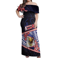 Personalized American Samoa Off Shoulder Maxi Dress Bald Eagle With Polynesian Pattern - Polynesian Pride