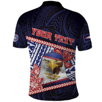 Personalized American Samoa Polo Shirt Bald Eagle With Polynesian Pattern - Polynesian Pride
