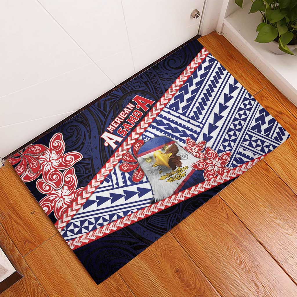 American Samoa Rubber Doormat Bald Eagle With Polynesian Pattern - Polynesian Pride
