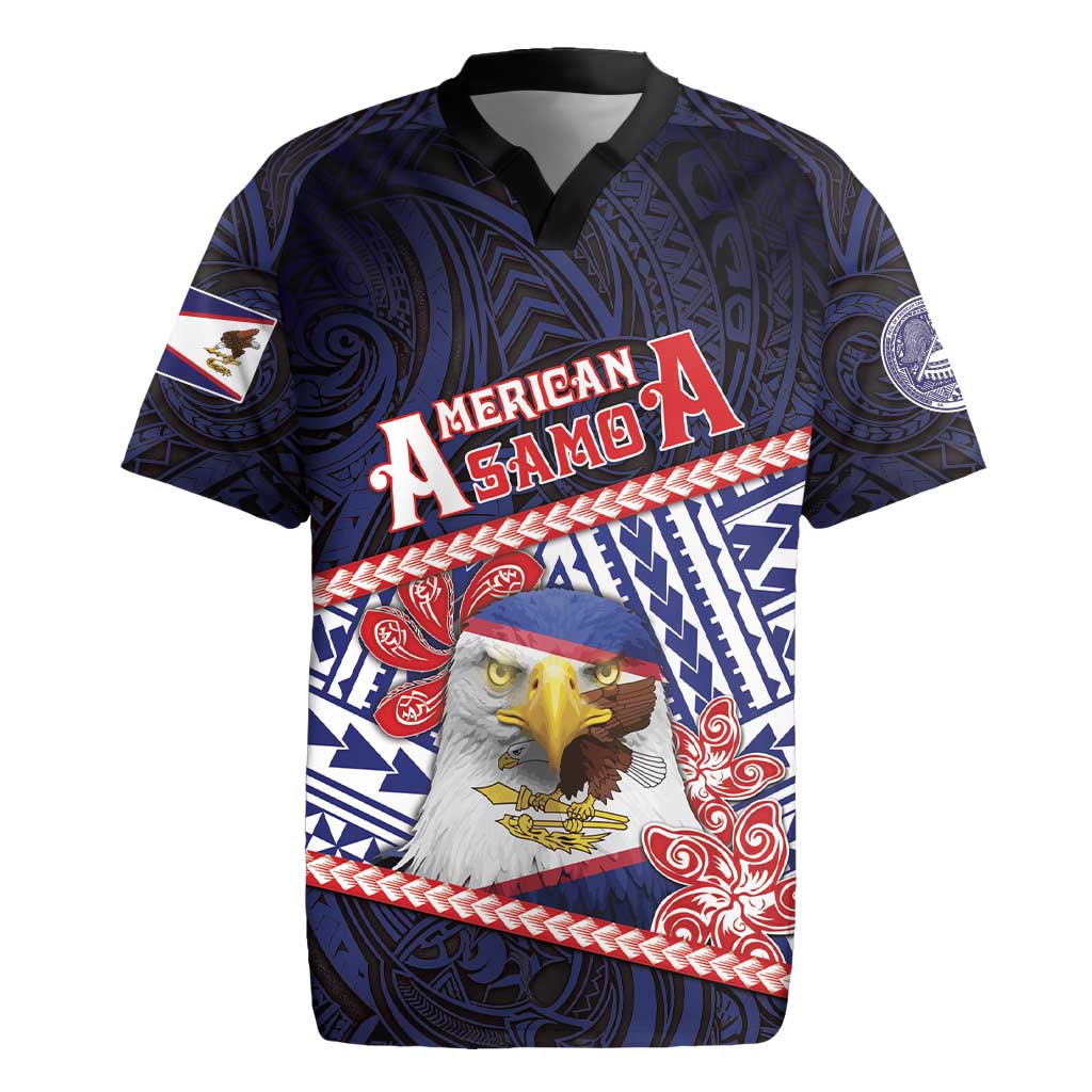 Personalized American Samoa Rugby Jersey Bald Eagle With Polynesian Pattern - Polynesian Pride