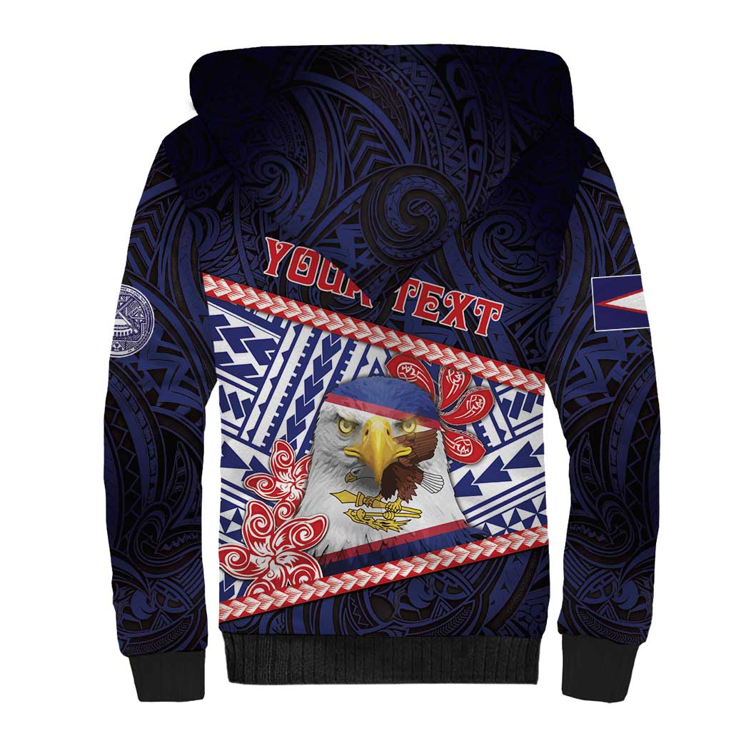 Personalized American Samoa Sherpa Hoodie Bald Eagle With Polynesian Pattern DT05 - Polynesian Pride