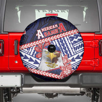 American Samoa Spare Tire Cover Bald Eagle With Polynesian Pattern - Polynesian Pride