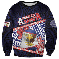 Personalized American Samoa Sweatshirt Bald Eagle With Polynesian Pattern - Polynesian Pride