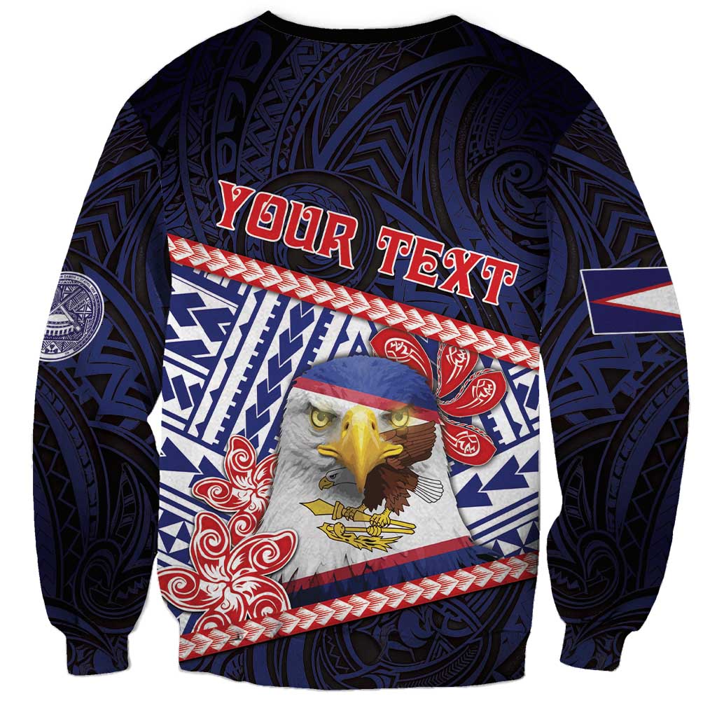 Personalized American Samoa Sweatshirt Bald Eagle With Polynesian Pattern - Polynesian Pride