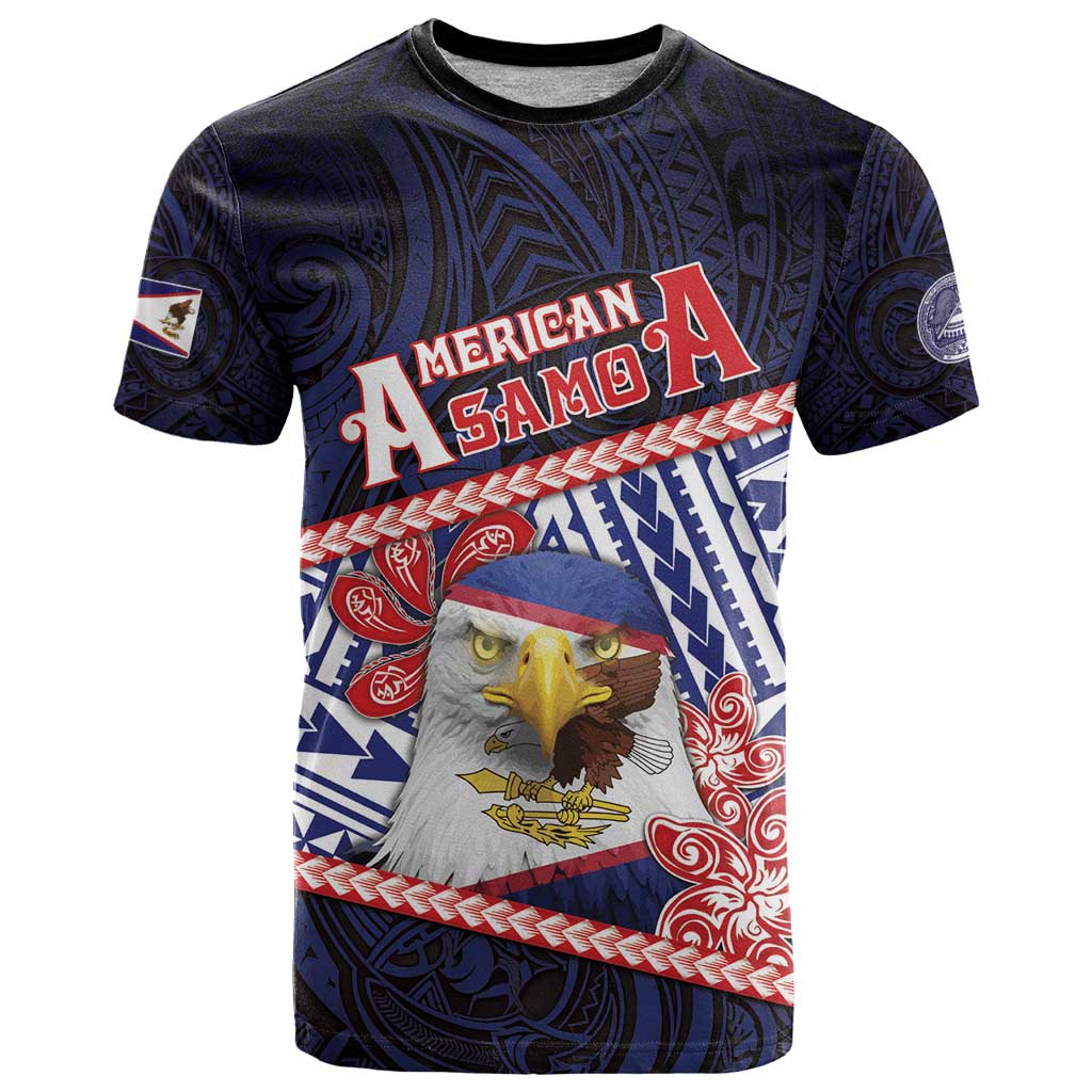 Personalized American Samoa T Shirt Bald Eagle With Polynesian Pattern - Polynesian Pride