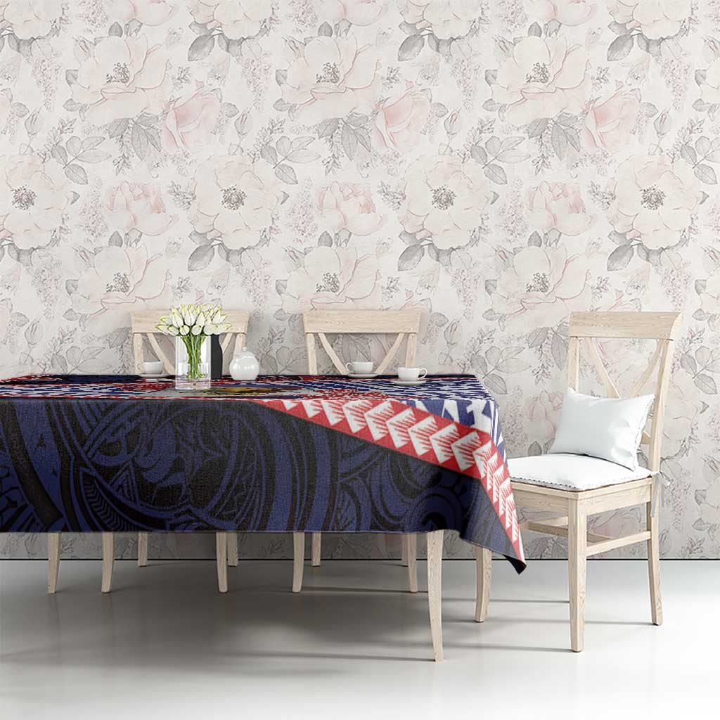 American Samoa Tablecloth Bald Eagle With Polynesian Pattern - Polynesian Pride