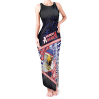 Personalized American Samoa Tank Maxi Dress Bald Eagle With Polynesian Pattern - Polynesian Pride