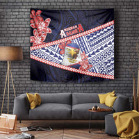 American Samoa Tapestry Bald Eagle With Polynesian Pattern - Polynesian Pride
