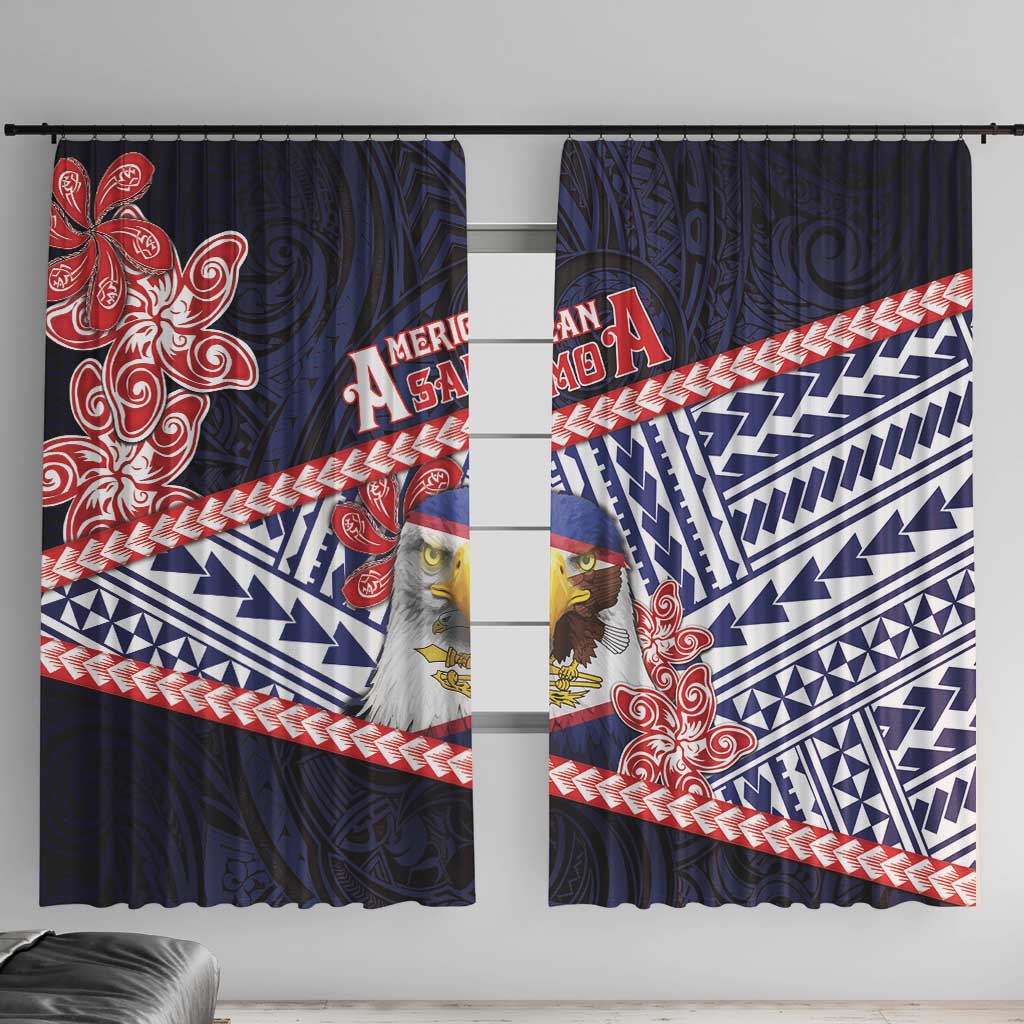 American Samoa Window Curtain Bald Eagle With Polynesian Pattern - Polynesian Pride