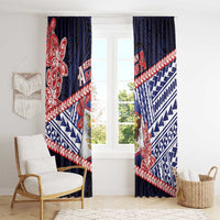 American Samoa Window Curtain Bald Eagle With Polynesian Pattern - Polynesian Pride