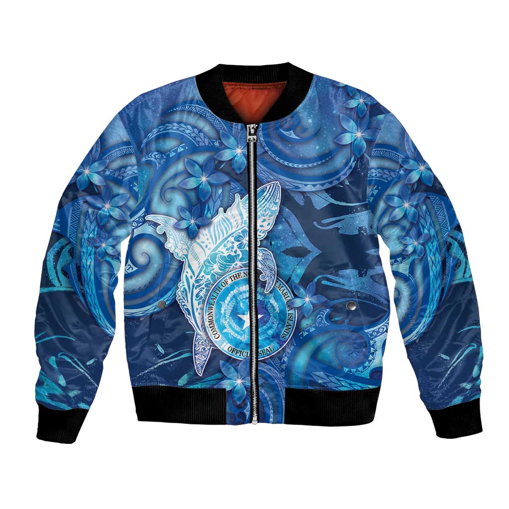 Personalised Northern Mariana Islands Bomber Jacket Galaxy Polynesian Shark Tattoo - Polynesian Pride