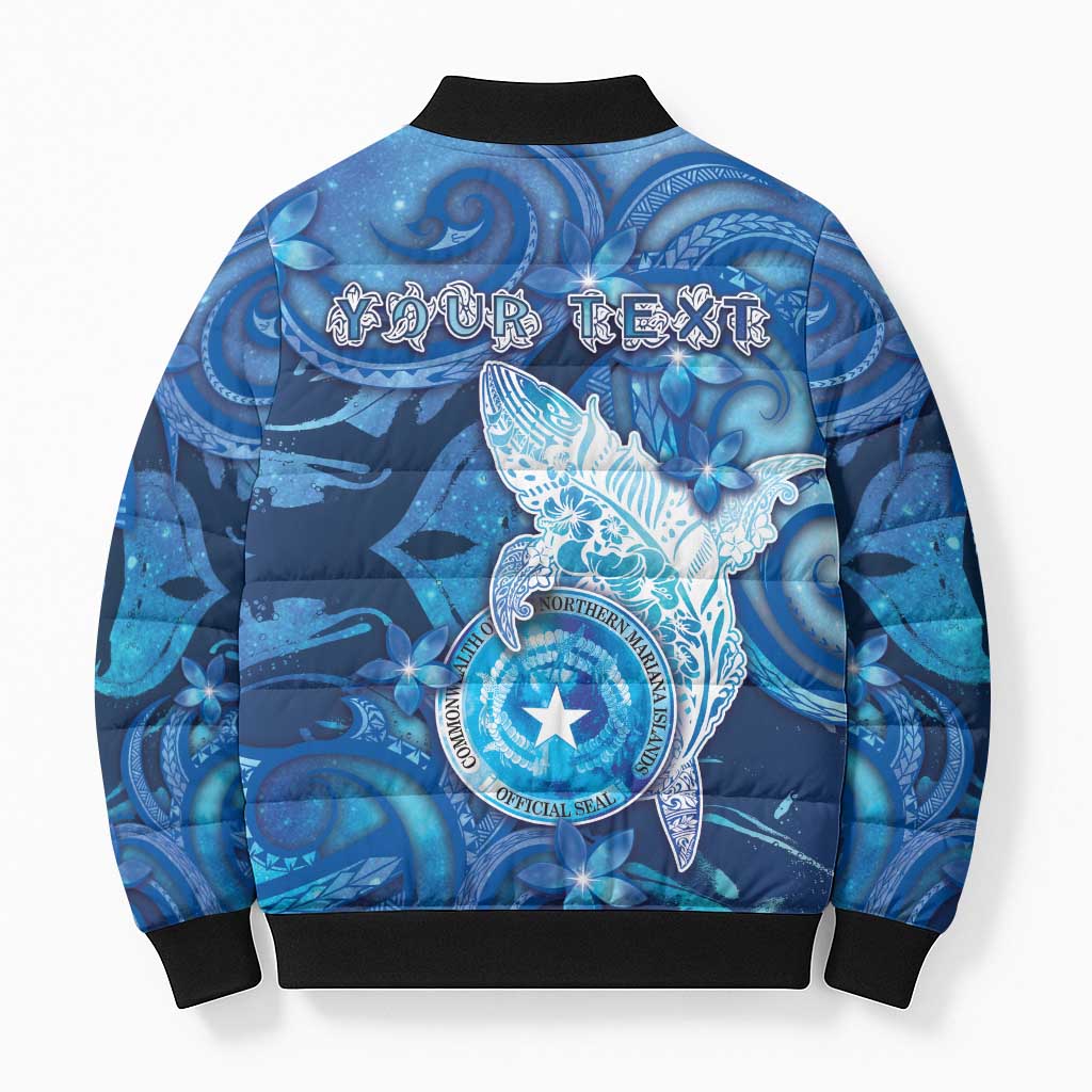 Personalised Northern Mariana Islands Bomber Puffer Jacket Galaxy Polynesian Shark Tattoo - Polynesian Pride