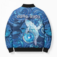 Personalised Northern Mariana Islands Bomber Puffer Jacket Galaxy Polynesian Shark Tattoo - Polynesian Pride