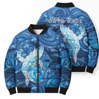 Personalised Northern Mariana Islands Bomber Puffer Jacket Galaxy Polynesian Shark Tattoo - Polynesian Pride
