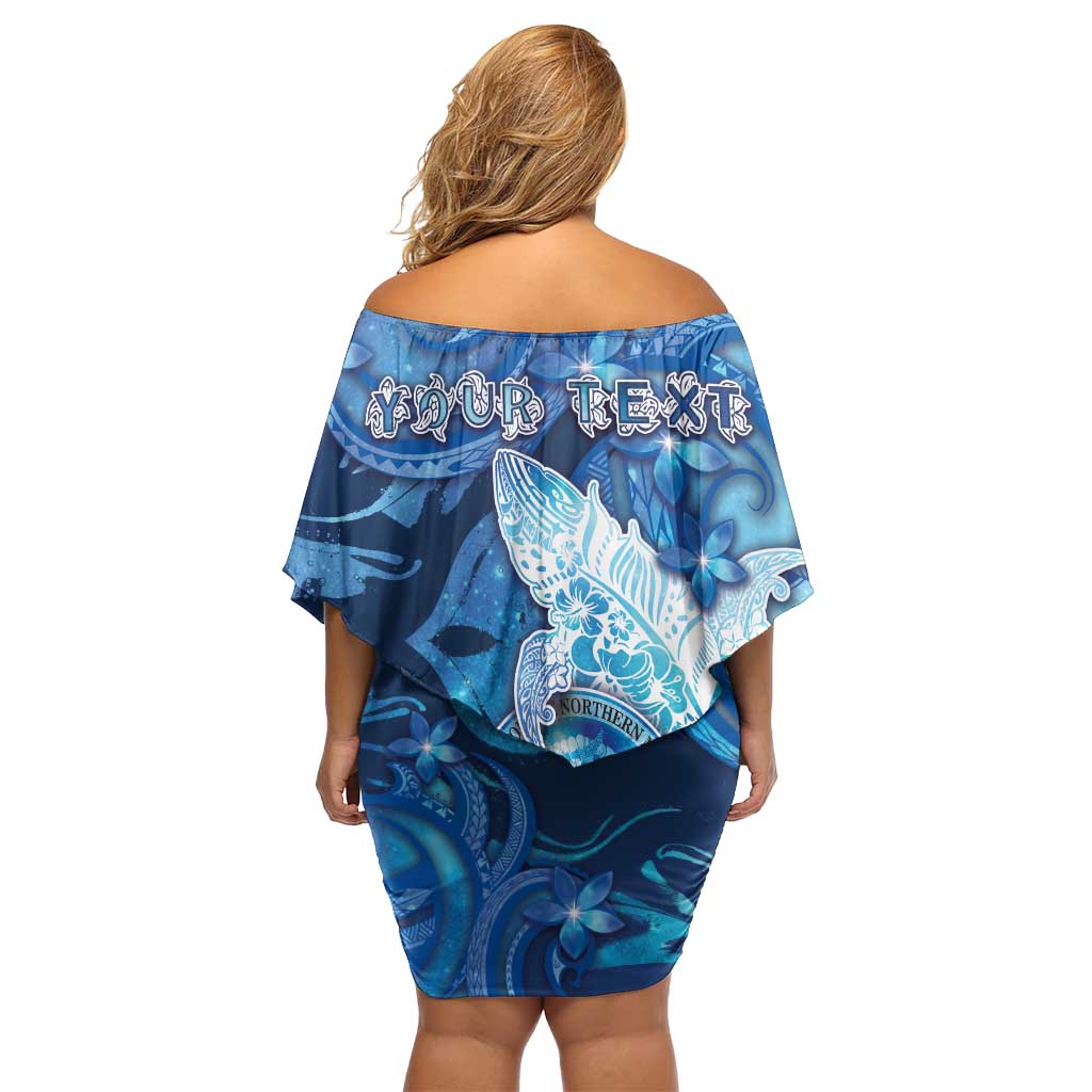 Personalised Northern Mariana Islands Family Matching Off Shoulder Short Dress and Hawaiian Shirt Galaxy Polynesian Shark Tattoo - Polynesian Pride