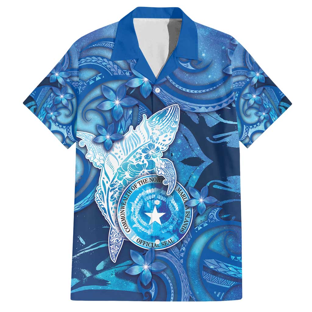 Personalised Northern Mariana Islands Family Matching Puletasi and Hawaiian Shirt Galaxy Polynesian Shark Tattoo - Polynesian Pride