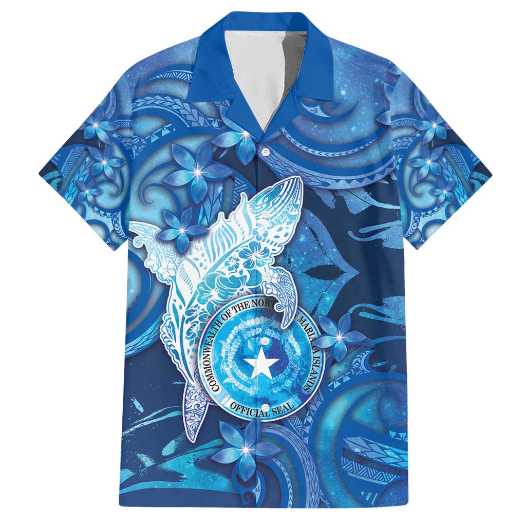 Personalised Northern Mariana Islands Family Matching Short Sleeve Bodycon Dress and Hawaiian Shirt Galaxy Polynesian Shark Tattoo - Polynesian Pride
