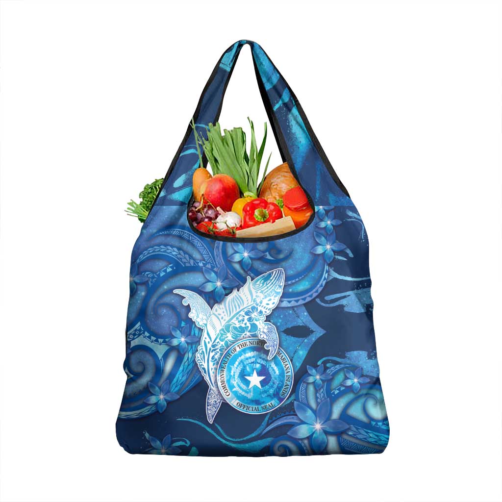 Northern Mariana Islands Grocery Bag Galaxy Polynesian Shark Tattoo - Polynesian Pride