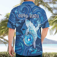 Personalised Northern Mariana Islands Hawaiian Shirt Galaxy Polynesian Shark Tattoo - Polynesian Pride