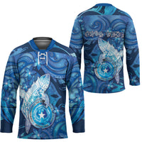 Personalised Northern Mariana Islands Hockey Jersey Galaxy Polynesian Shark Tattoo - Polynesian Pride