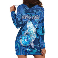 Personalised Northern Mariana Islands Hoodie Dress Galaxy Polynesian Shark Tattoo - Polynesian Pride