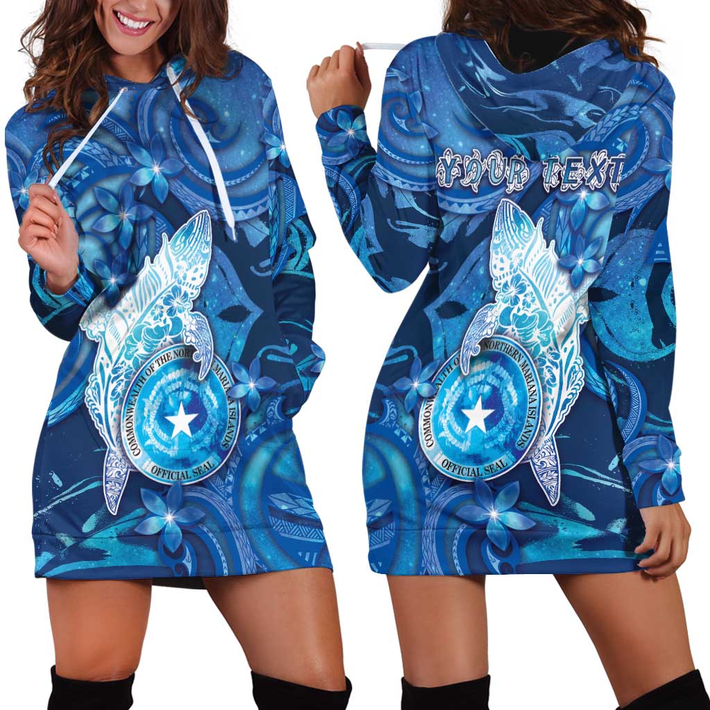 Personalised Northern Mariana Islands Hoodie Dress Galaxy Polynesian Shark Tattoo - Polynesian Pride