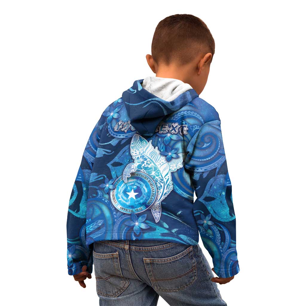 Personalised Northern Mariana Islands Kid Hoodie Galaxy Polynesian Shark Tattoo - Polynesian Pride