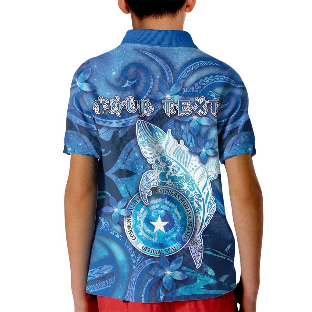 Personalised Northern Mariana Islands Kid Polo Shirt Galaxy Polynesian Shark Tattoo - Polynesian Pride