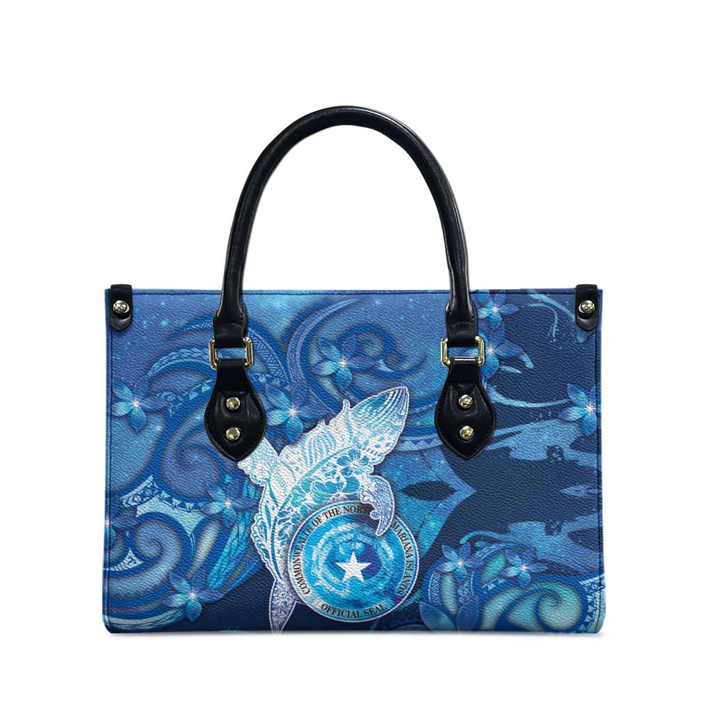 Northern Mariana Islands Leather Bag Galaxy Polynesian Shark Tattoo - Polynesian Pride