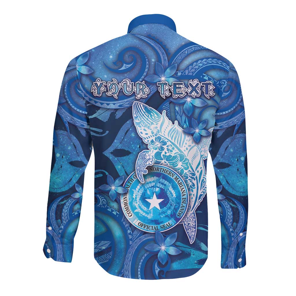 Personalised Northern Mariana Islands Long Sleeve Button Shirt Galaxy Polynesian Shark Tattoo - Polynesian Pride