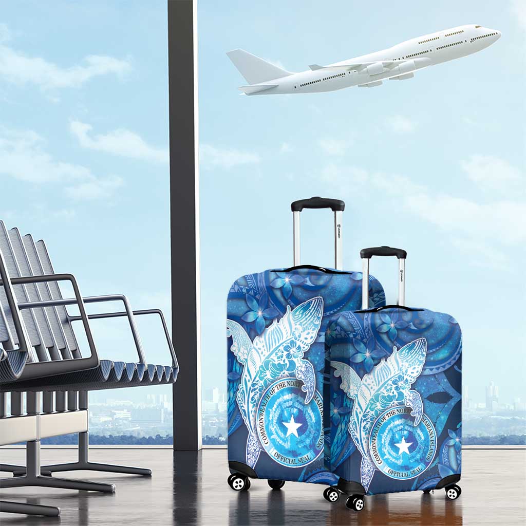 Northern Mariana Islands Luggage Cover Galaxy Polynesian Shark Tattoo - Polynesian Pride