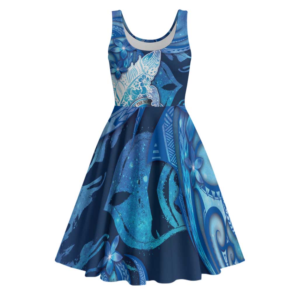 Personalised Northern Mariana Islands Midi Dress Galaxy Polynesian Shark Tattoo - Polynesian Pride