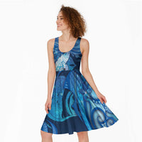 Personalised Northern Mariana Islands Midi Dress Galaxy Polynesian Shark Tattoo - Polynesian Pride