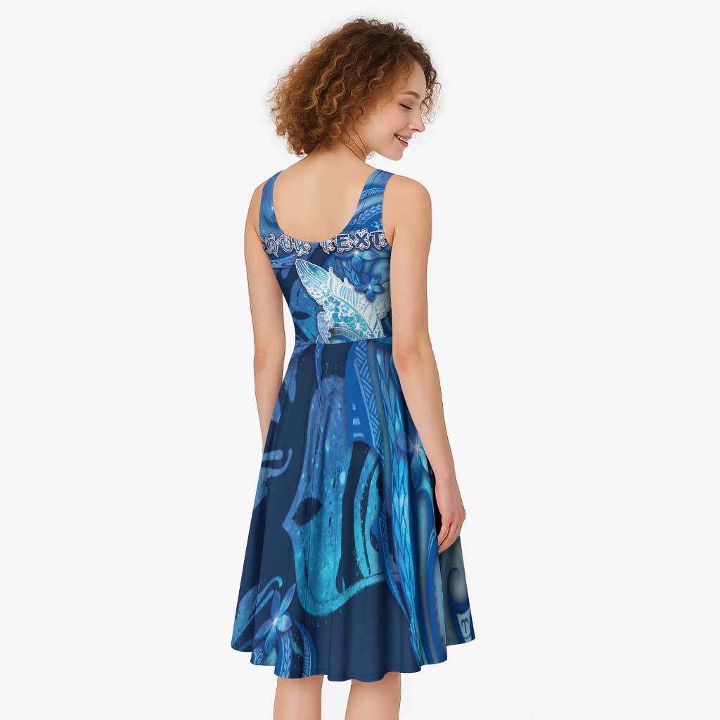 Personalised Northern Mariana Islands Midi Dress Galaxy Polynesian Shark Tattoo - Polynesian Pride