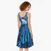 Personalised Northern Mariana Islands Midi Dress Galaxy Polynesian Shark Tattoo - Polynesian Pride