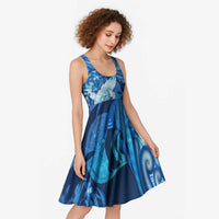 Personalised Northern Mariana Islands Midi Dress Galaxy Polynesian Shark Tattoo - Polynesian Pride