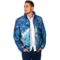 Personalised Northern Mariana Islands Padded Jacket Galaxy Polynesian Shark Tattoo - Polynesian Pride