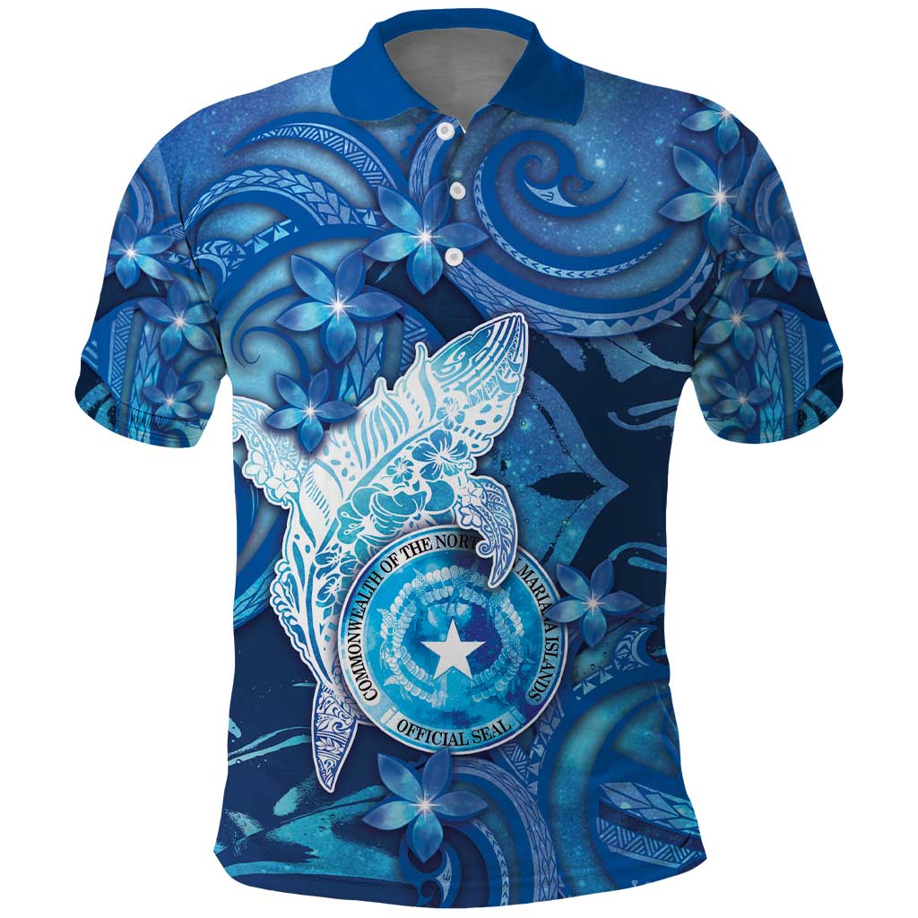 Personalised Northern Mariana Islands Polo Shirt Galaxy Polynesian Shark Tattoo - Polynesian Pride