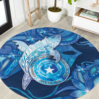 Northern Mariana Islands Round Carpet Galaxy Polynesian Shark Tattoo - Polynesian Pride