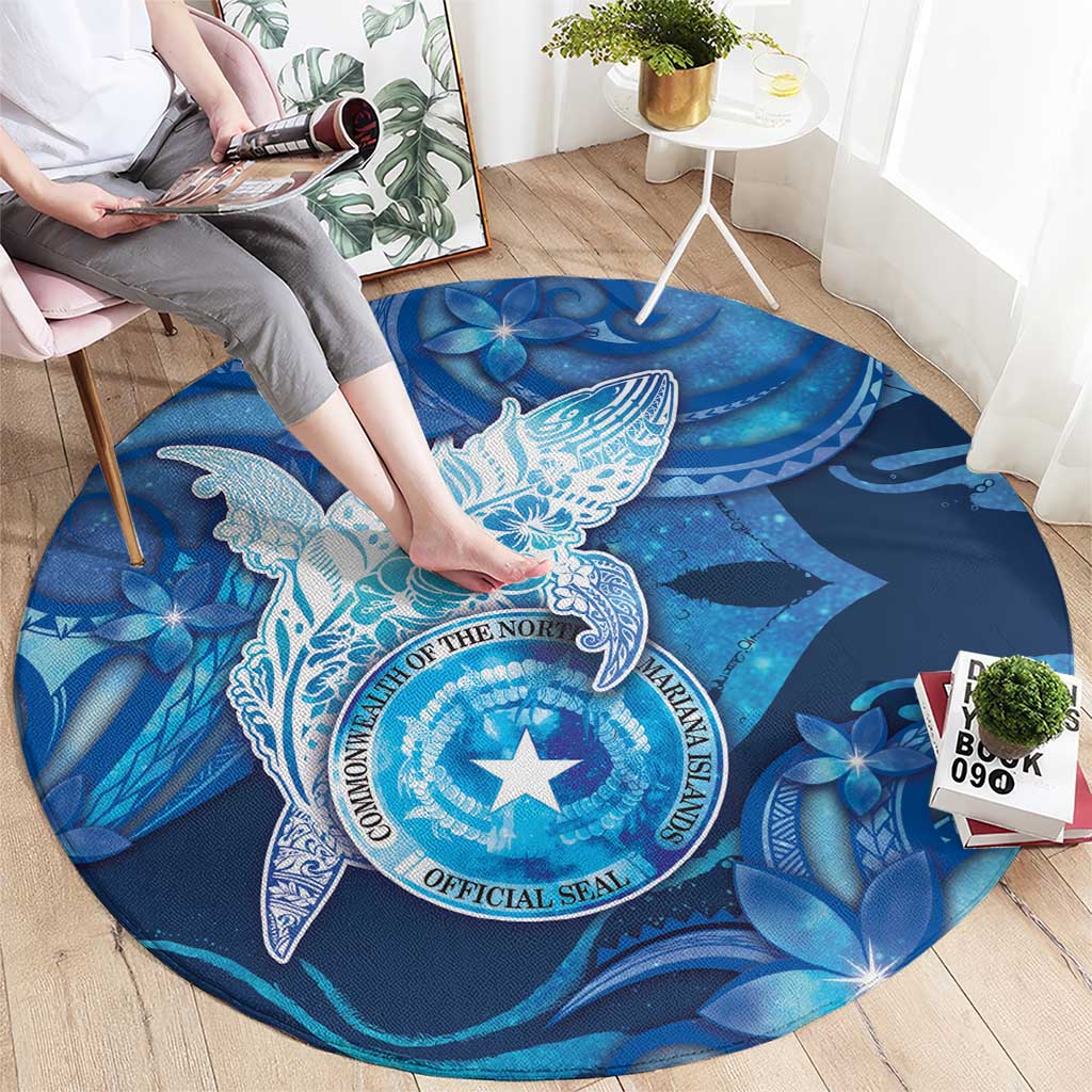 Northern Mariana Islands Round Carpet Galaxy Polynesian Shark Tattoo - Polynesian Pride